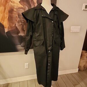 Vintage Black Duster Coat Jacket From Australia Wallaroo Traders Mens M 48"L